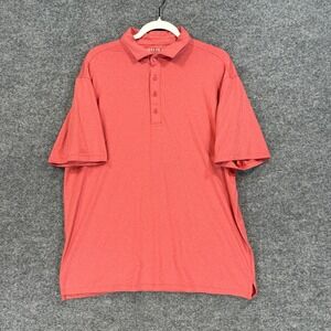 Matte Grey Polo Shirt Men Large Red/Coral  Performance Golf Short Sleeve Stretch